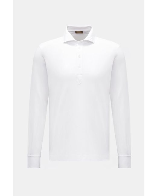 Cruciani Jersey Longsleeve-Poloshirt in White für Herren