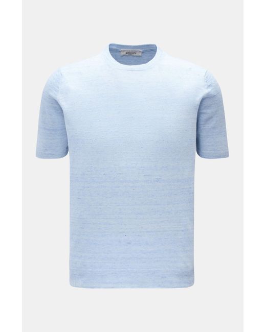 FILIPPO DE LAURENTIIS Feinstrick-Kurzarmpullover Meliert in Blue für Herren