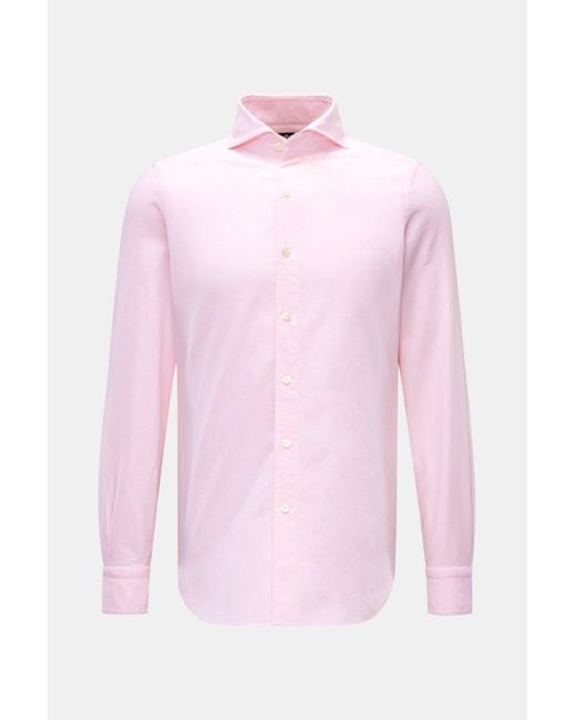 Finamore 1925 Oxford-Hemd 'Sergio Gaeta' Haifisch-Kragen in Pink für Herren