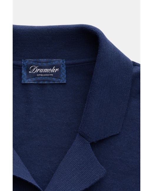 Drumohr Kurzarm-Strickhemd in Blue für Herren