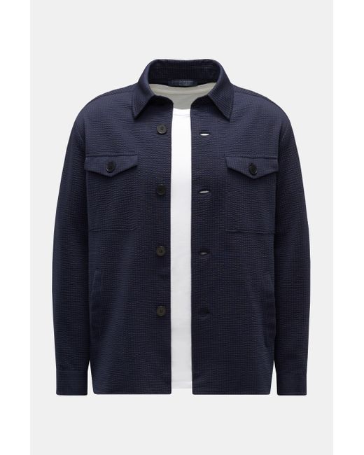 Harris Wharf London Seersucker Overshirt in Blue für Herren