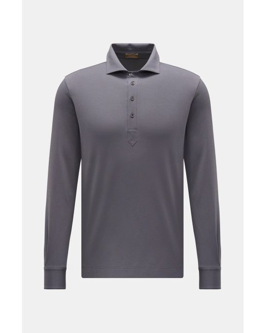 Cruciani Jersey Longsleeve-Poloshirt in Gray für Herren