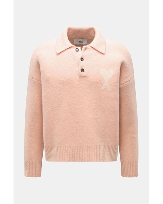 AMI Strickpolo in Pink für Herren