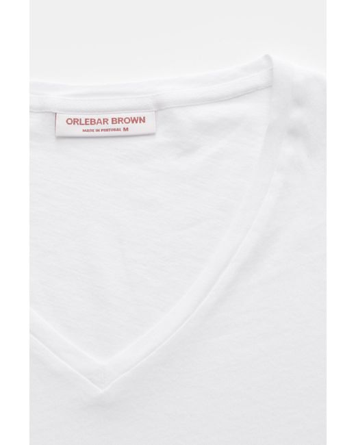 Orlebar Brown V-Neck T-Shirt in White für Herren