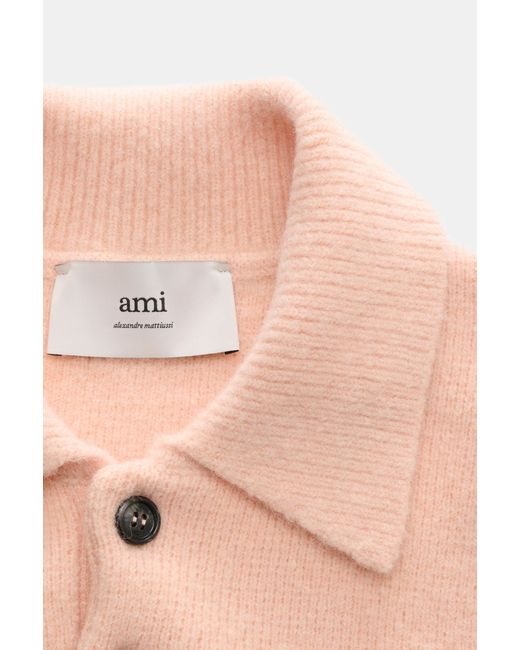 AMI Strickpolo in Pink für Herren