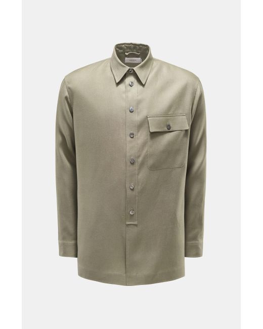 Agnona Leinen-Overshirt in Gray für Herren