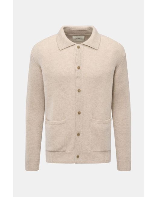 Lisa Yang Cashmere Cardigan 'Maximilian' Meliert in Natural für Herren