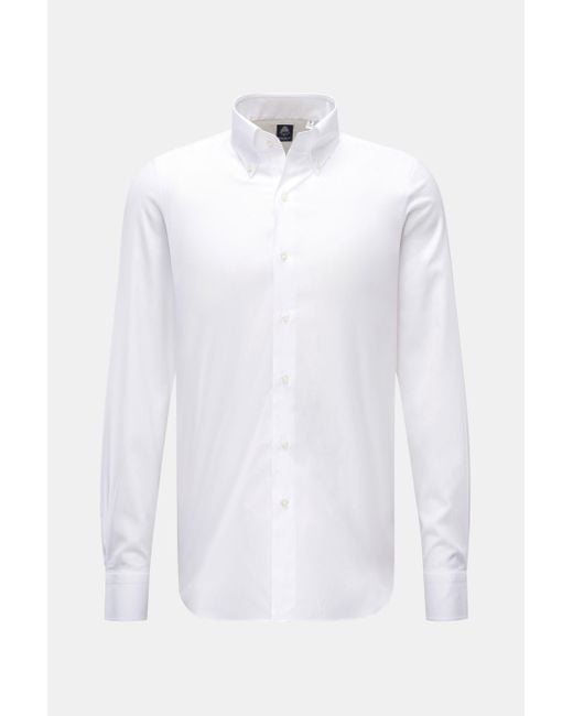 Finamore 1925 Casual Hemd Button-Down-Kragen 'Lucio Napoli' in White für Herren