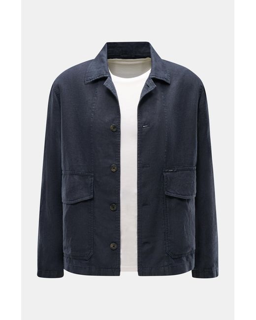 Closed Leinen-Overshirt 'Cargo Jacket' in Blue für Herren