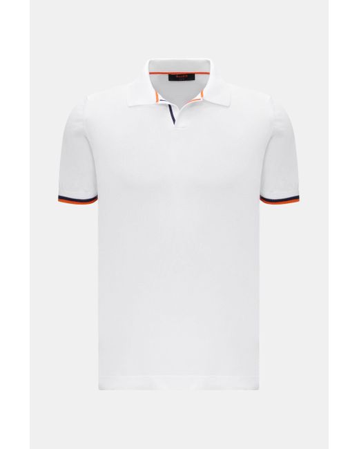 Moorer Kurzarm-Strickpolo 'Olgiata' in White für Herren