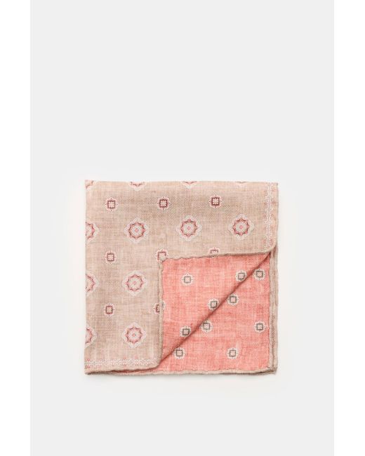 Brunello Cucinelli Seiden-Einstecktuch/Hellrot/Sand Gemustert in Pink für Herren