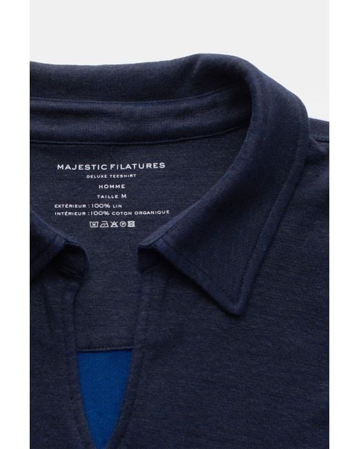 Majestic Filatures Leinen Jersey-Poloshirt in Blue für Herren