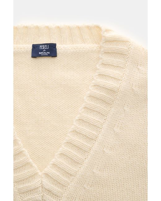 Fedeli V-Neck Pullover in Natural für Herren