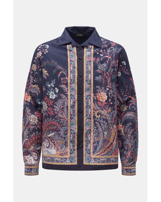 Etro Casual Hemd Kubanischer Kragen/Gelb/Rot Gemustert in Blue für Herren