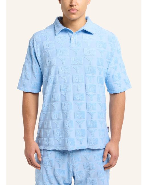 carlo colucci Oversize Poloshirt mit Frotteeinsätzen ECHNER in Blue für Herren
