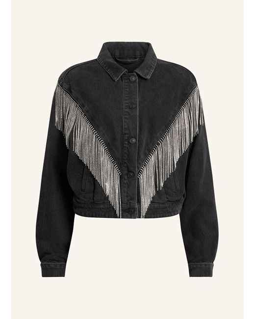 AllSaints Black Jeansjacke MARLENE EMB mit Schmucksteinen
