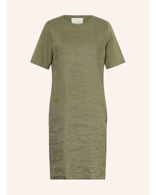 Ouí Green Kleid im Materialmix mit Leinen