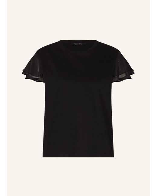 AllSaints Black T-Shirt ISABEL mit Volants