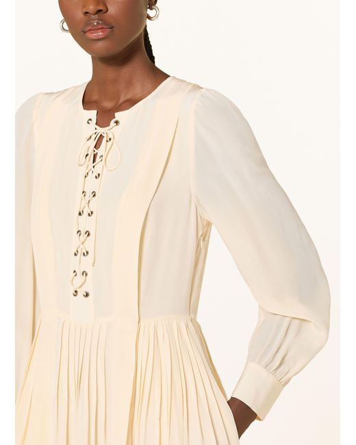 Ulla Johnson Natural Seidenkleid VERIA mit Plissees