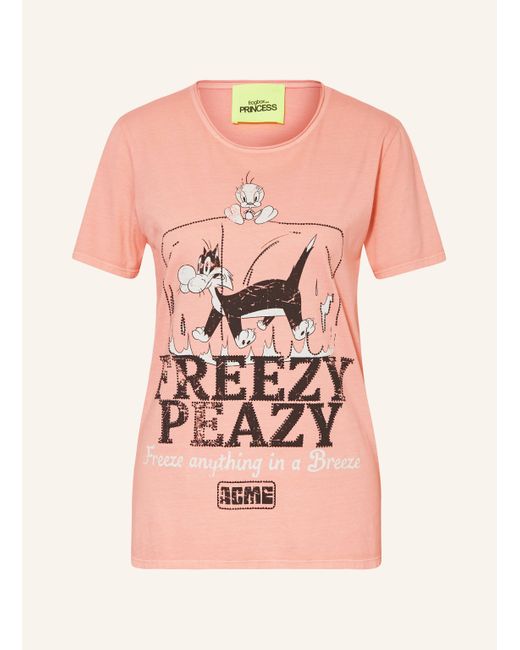 FROGBOX Pink T-Shirt mit Schmucksteinen