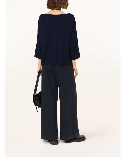 Ba&sh Blue Cashmere-Pullover mit 3/4-Arm