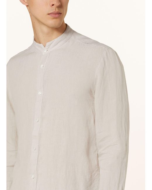HUGO Leinenhemd ELVORY Slim Fit mit Stehkragen in White für Herren
