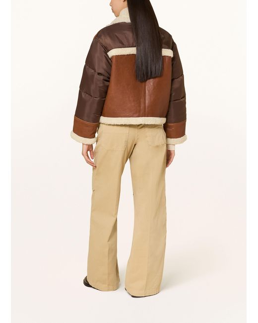 Ba&sh Brown Lederjacke EXPLORA mit Kunstfell