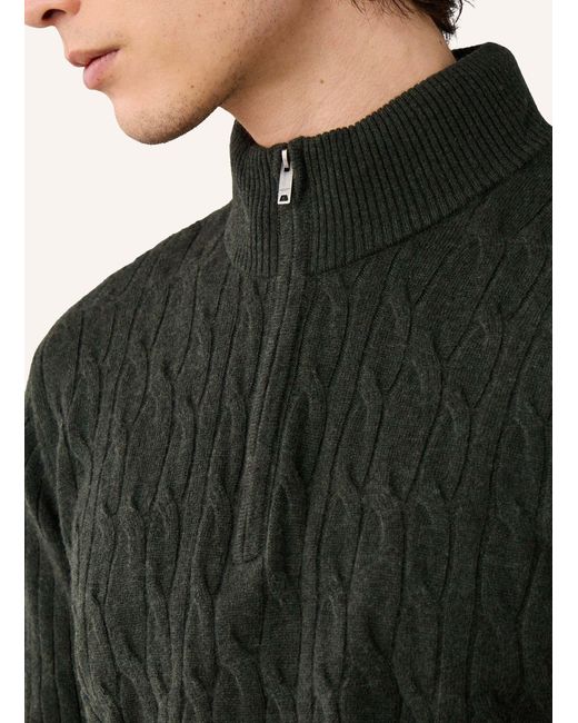 Hackett Pullover LAMBSWOOL CABLE HZIP in Black für Herren