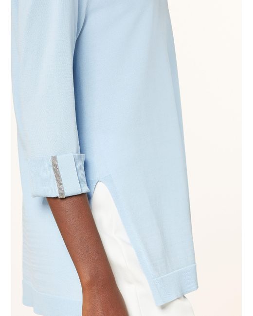 MARC AUREL Blue Pullover mit 3/4-Arm und Schmuckperlen