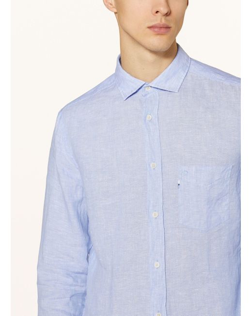 Olymp Leinenhemd regular fit in Blue für Herren