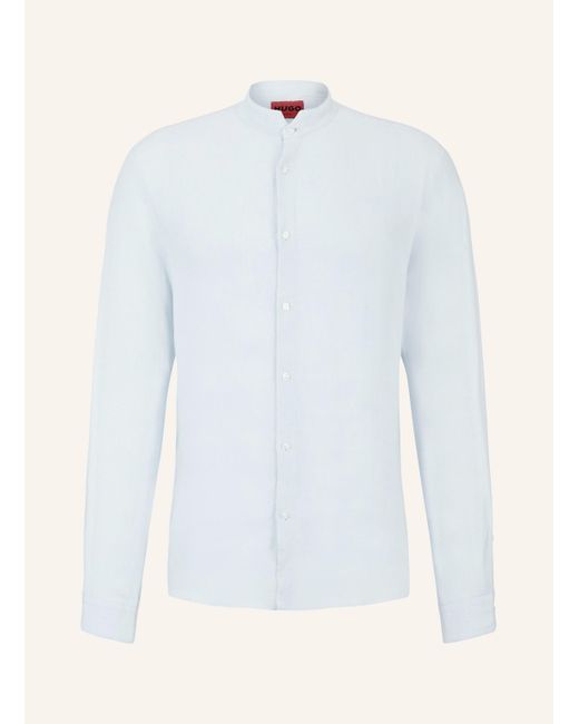 HUGO Leinenhemd ELVORY Slim Fit mit Stehkragen in White für Herren
