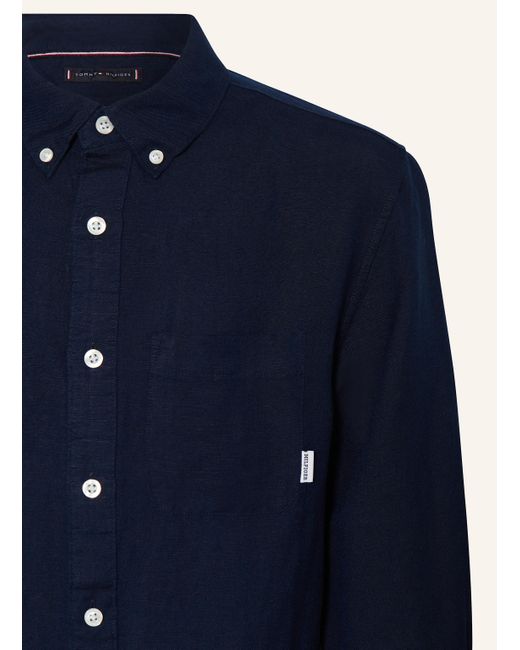Tommy Hilfiger Hemd Regular Fit mit Leinen in Blue für Herren