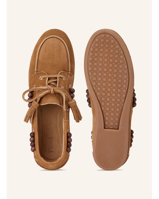 POSA Brown Bootsschuhe mit Schmuckperlen