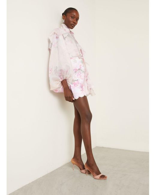 Zimmermann Pink Leinenrock CRUSH mit Schmucksteinen