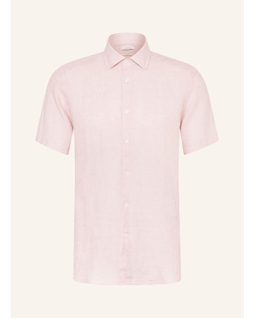 Reiss Kurzarmhemd HOLIDAY Slim Fit aus Leinen in Pink für Herren