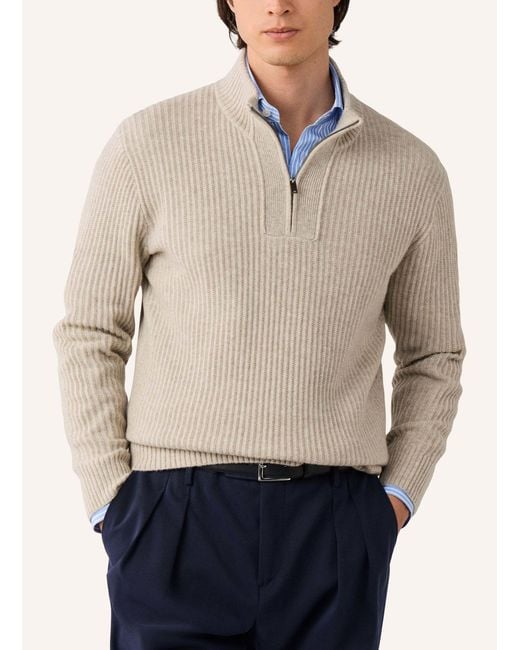 Hackett Pullover HIGHLAND STITCH HZIP in Natural für Herren