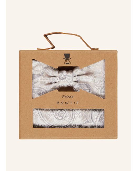 Prince BOWTIE Set: Fliege und Einstecktuch in Natural für Herren