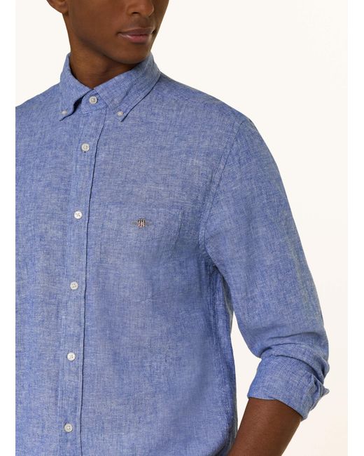 Gant Hemd Regular Fit mit Leinen in Blue für Herren