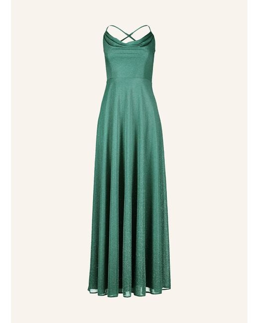 SUDDENLY Princess Green Abendkleid mit Glitzergarn und Cut-out