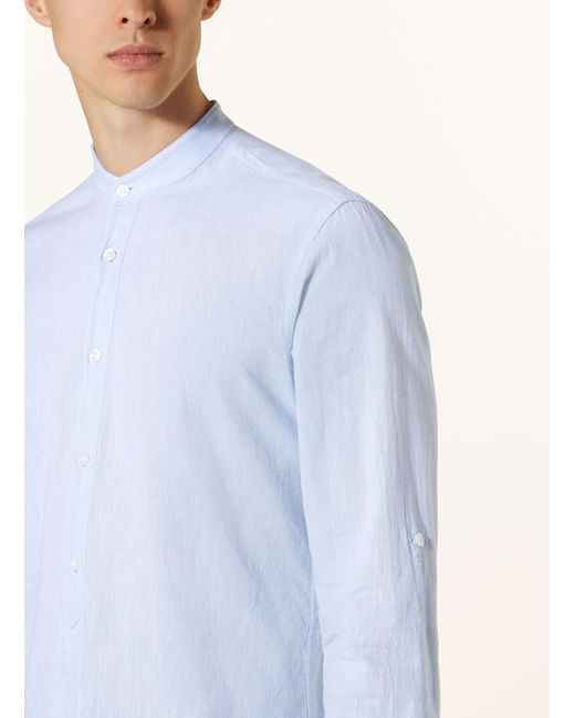 Strellson Hemd CONELL Comfort Fit mit Leinen und Stehkragen in Blue für Herren