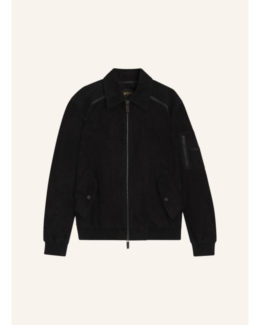 Boss Lederjacke L-ACE_AM Regular Fit in Black für Herren
