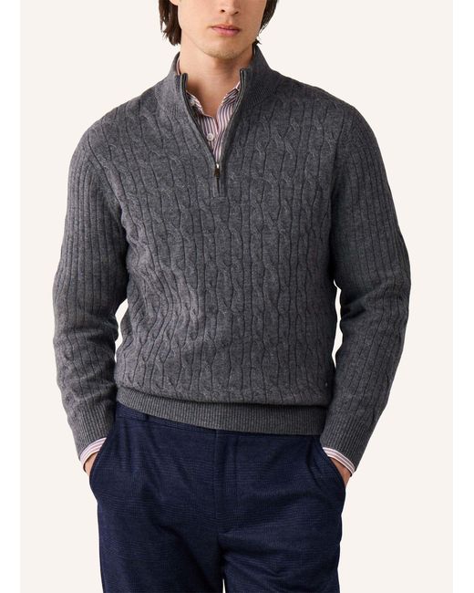 Hackett Pullover LAMBSWOOL CABLE HZIP in Gray für Herren