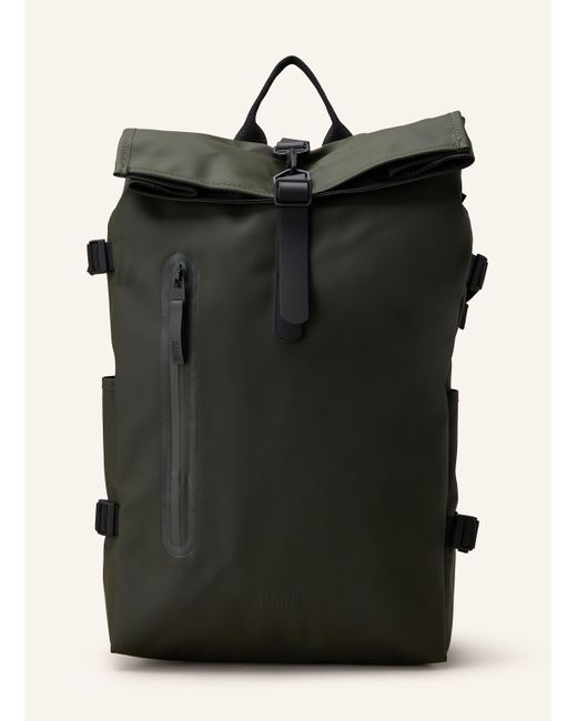 Rains Black Rucksack ROLLTOP LARGE mit Laptop-Fach