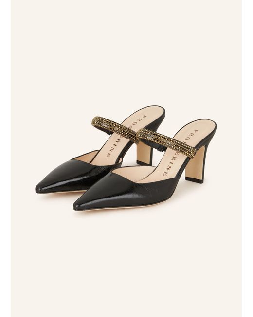 PROSPERINE® Natural Lack-Mules mit Schmucksteinen