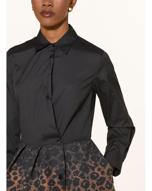 Sara Roka Black Hemdblusenkleid im Materialmix