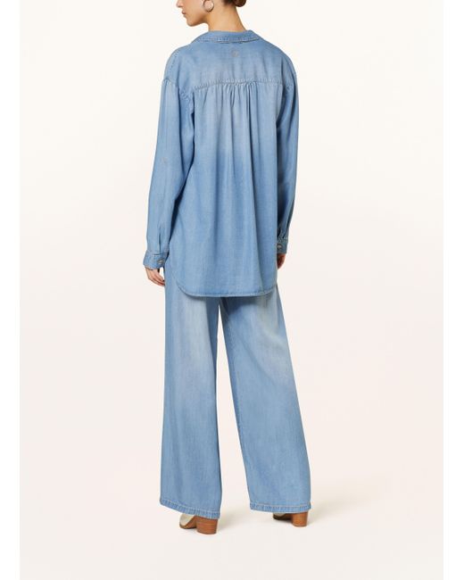 True Religion Blue Oversized-Bluse in Jeansoptik