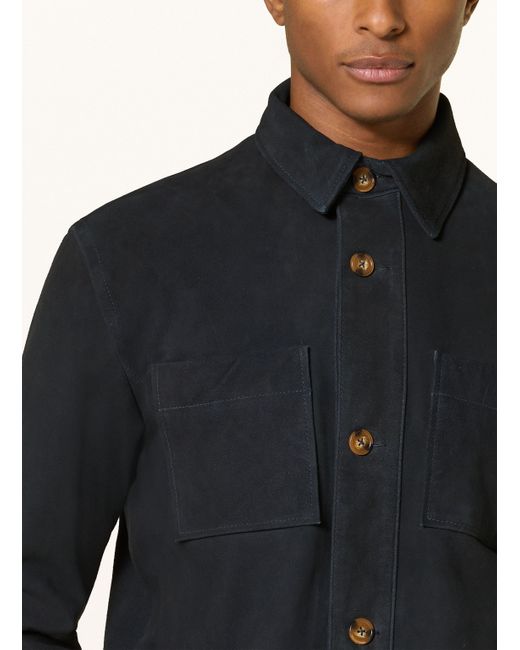STROKESMAN'S Leder-Overshirt in Blue für Herren