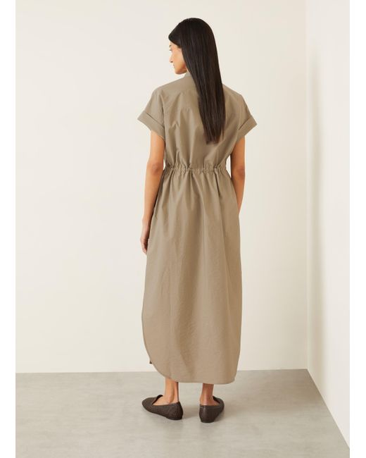 Brunello Cucinelli Natural Hemdblusenkleid mit Schmucksteinen