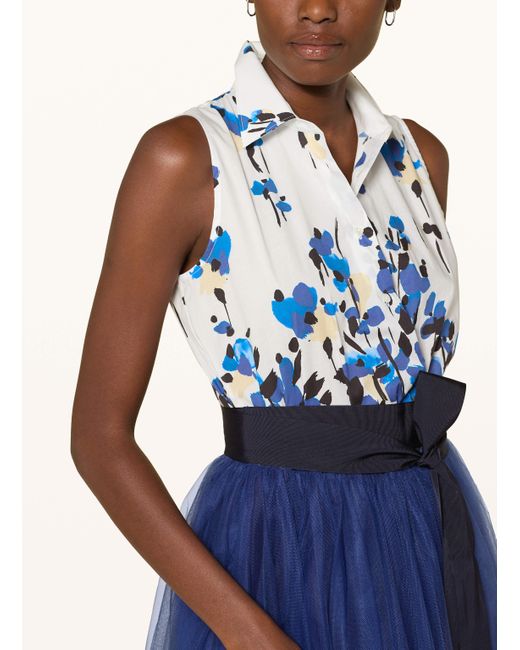 Sara Roka Blue Kleid im Materialmix