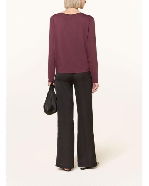 Monari Purple Longsleeve im Materialmix mit Schmucksteinen